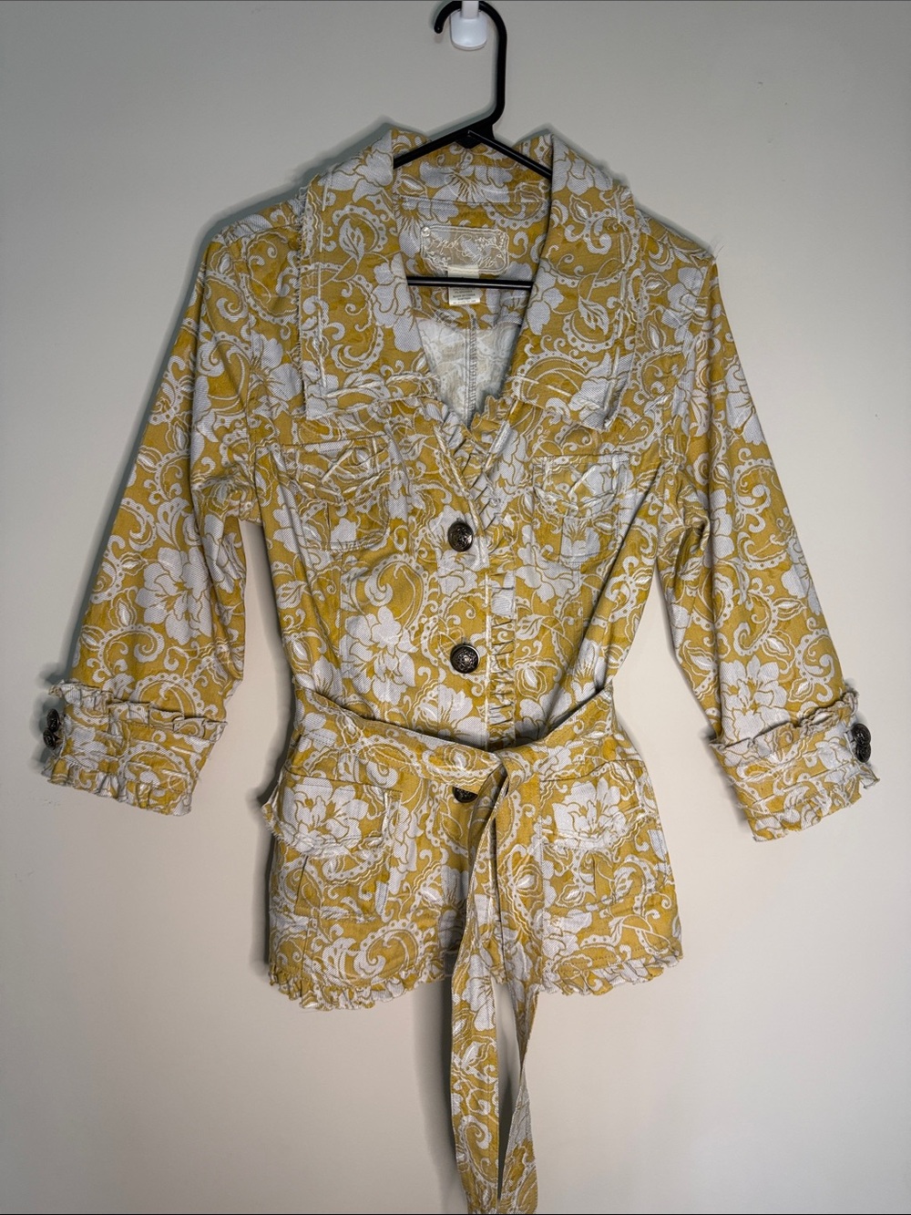 Nick & Mo Yellow and White Floral Utility Jacket with Belt